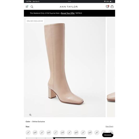 Ann Taylor Block Heel Square Toe Leather Boots NWOT - Picture 2 of 7